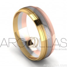 Argolla Confort oro 10K 6 mm Lux (tres oros) MOD: 2047 Lux